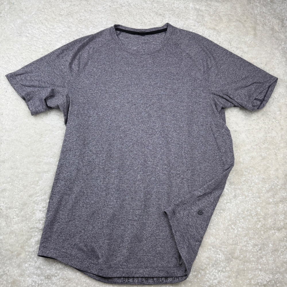 Lululemon‎ Metal Vent Tech Short Sleeve Shirt Mens Large Heathered Grey Purple